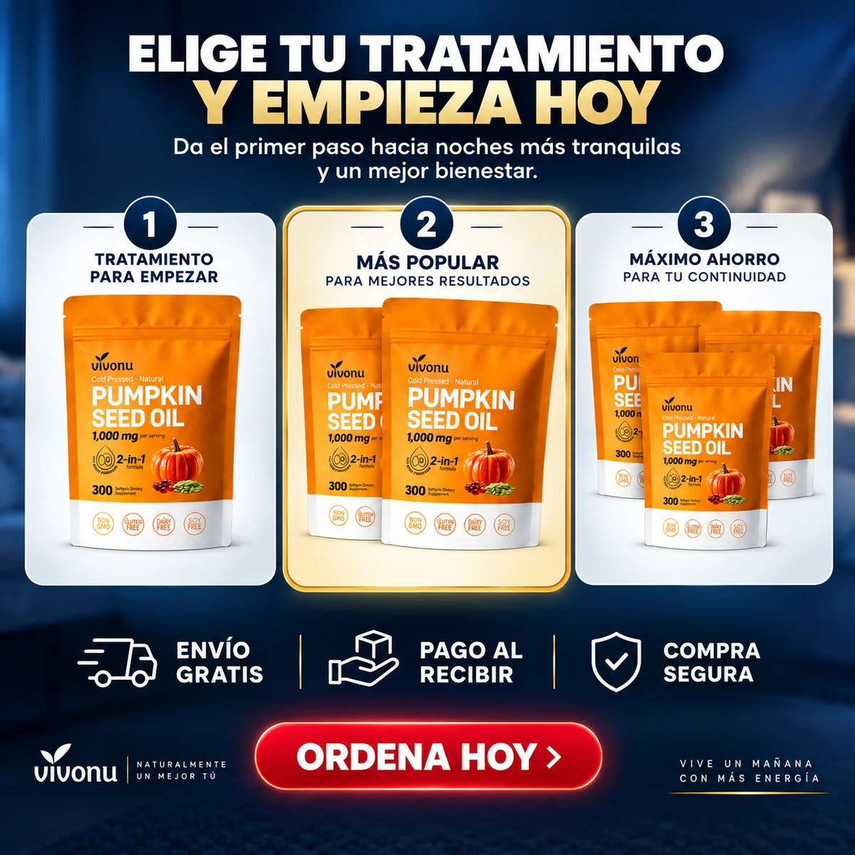 Aceite de Semilla de Calabaza Vivonu y Saw Palmetto | 2 en 1