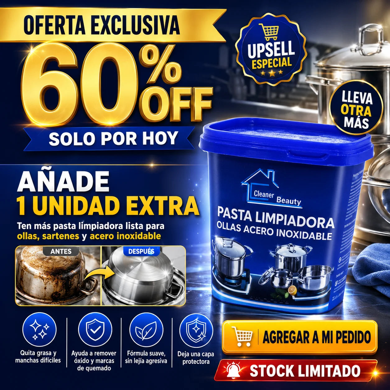 Pasta Limpiadora Ollas Acero Inoxidable