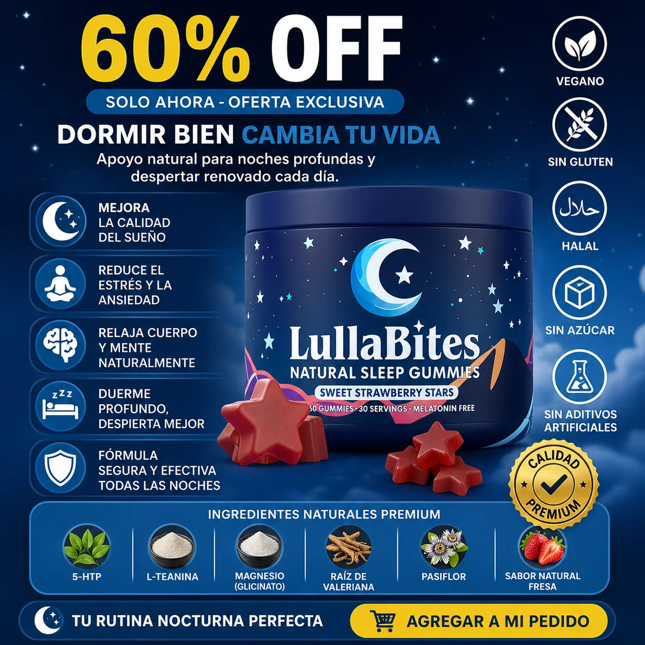 Gomas Lullabites Melatonina Dormir 60 Cp