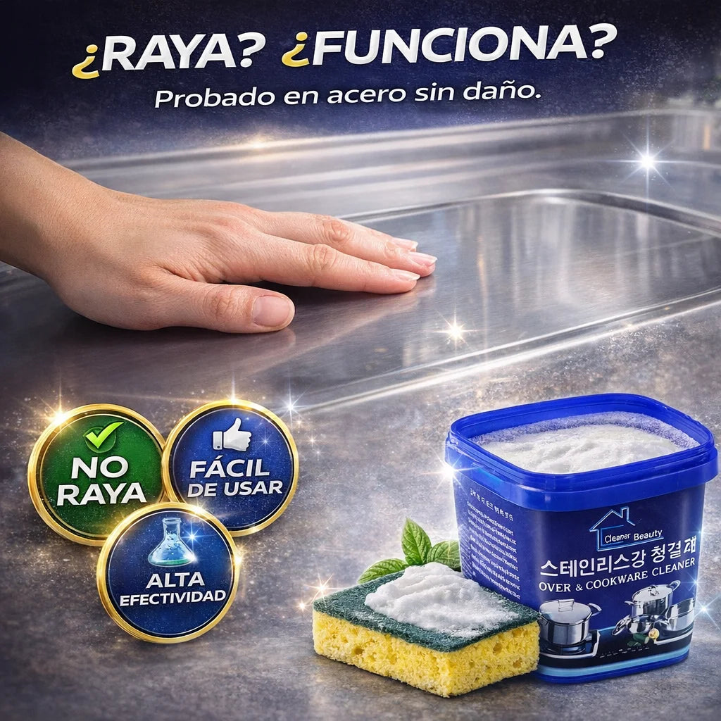 3x1 Pasta Limpiadora Ollas Acero Inoxidable | Elimina Grasa Extrema Sin Tallar