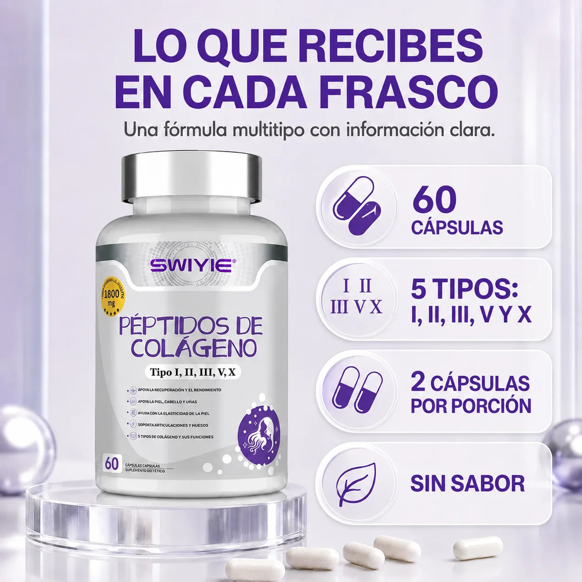 Péptidos de Colágeno Swiyie | Tipo I, II, III, V y X