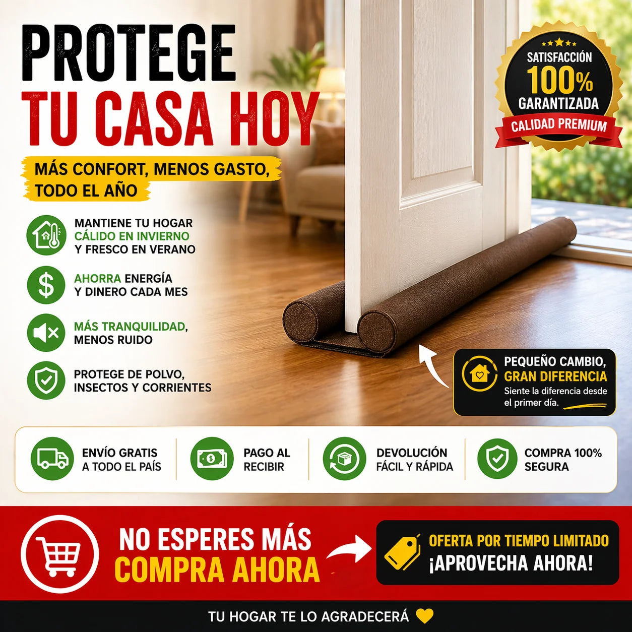 ¡PROMO 2x1! SellaPuerta 360° | Bloquea Aire, Polvo y Ruido en Segundos