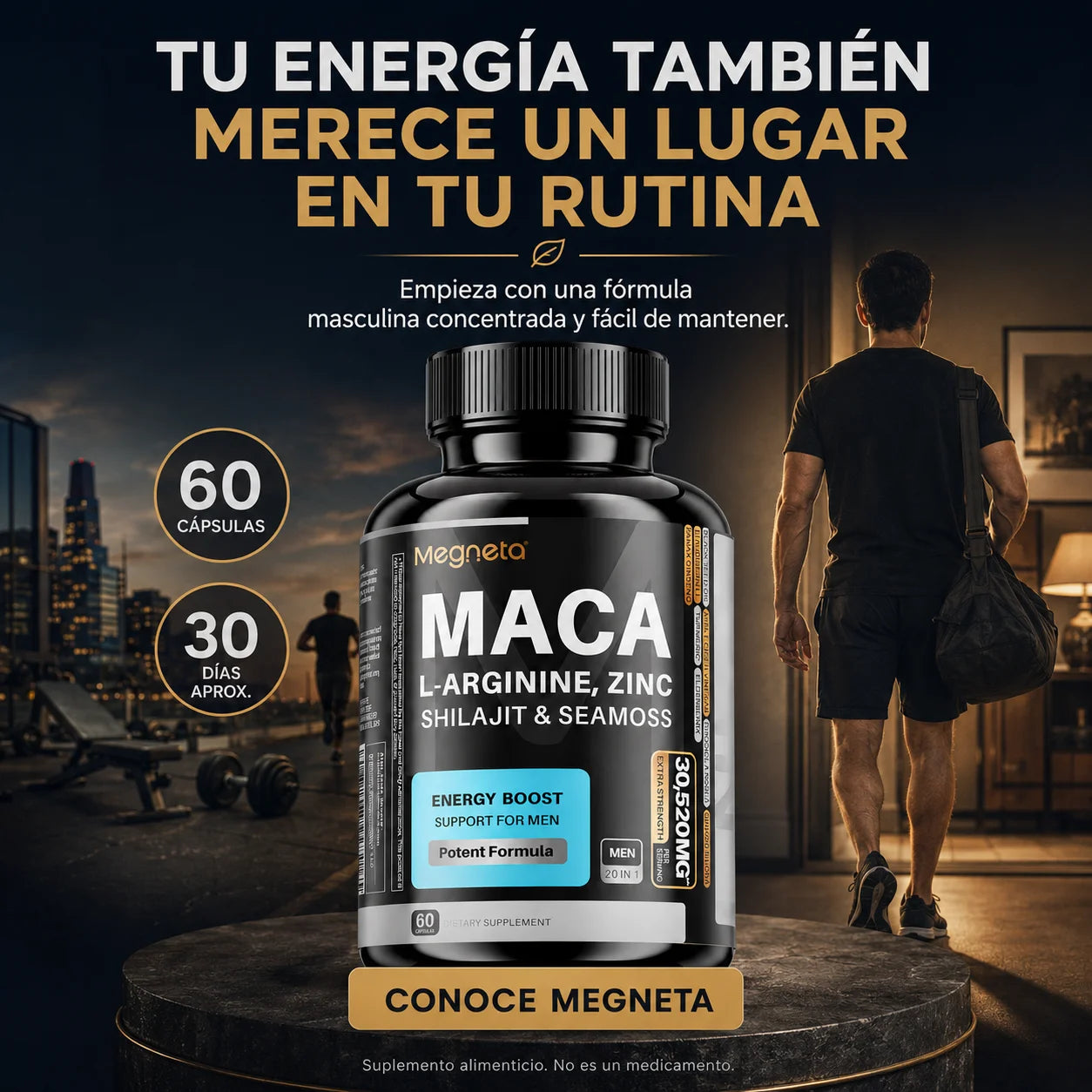 Suplemento Megneta con Maca, Shilajit y Ginseng | 60 Cápsulas