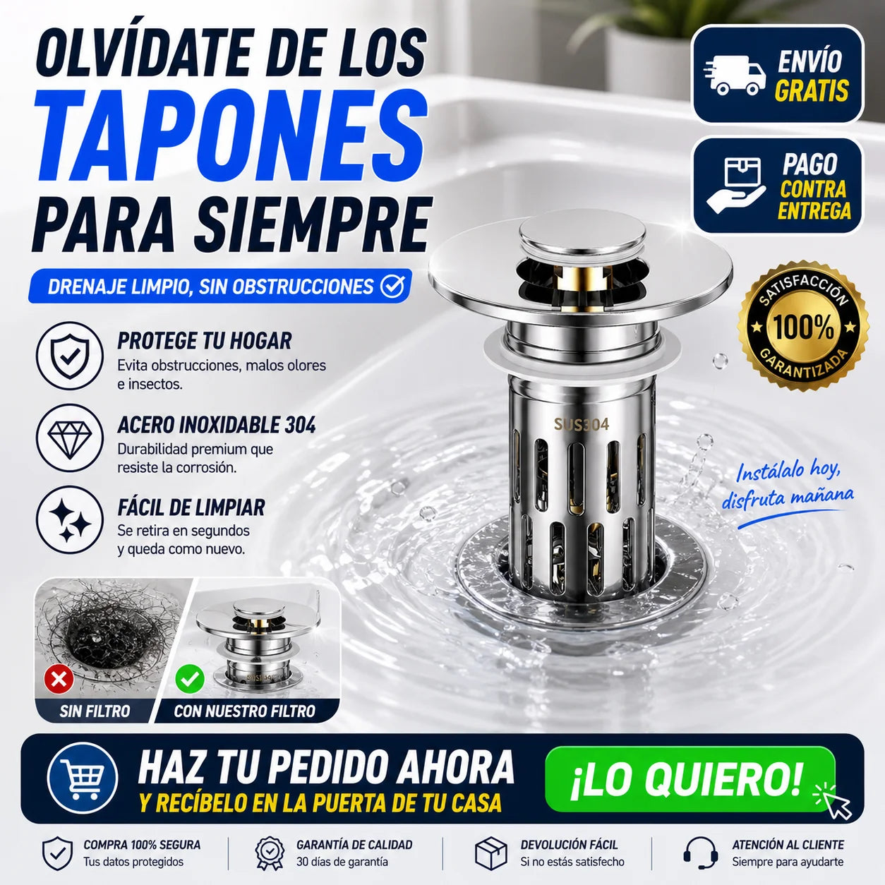 Kit x2 Tapon De Drenaje DrenaFlow | Cero Obstrucciones