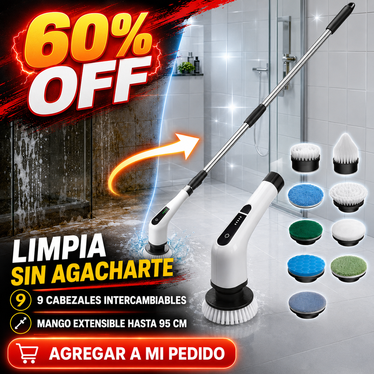 Cepillo Electrico Limpieza 9 En 1