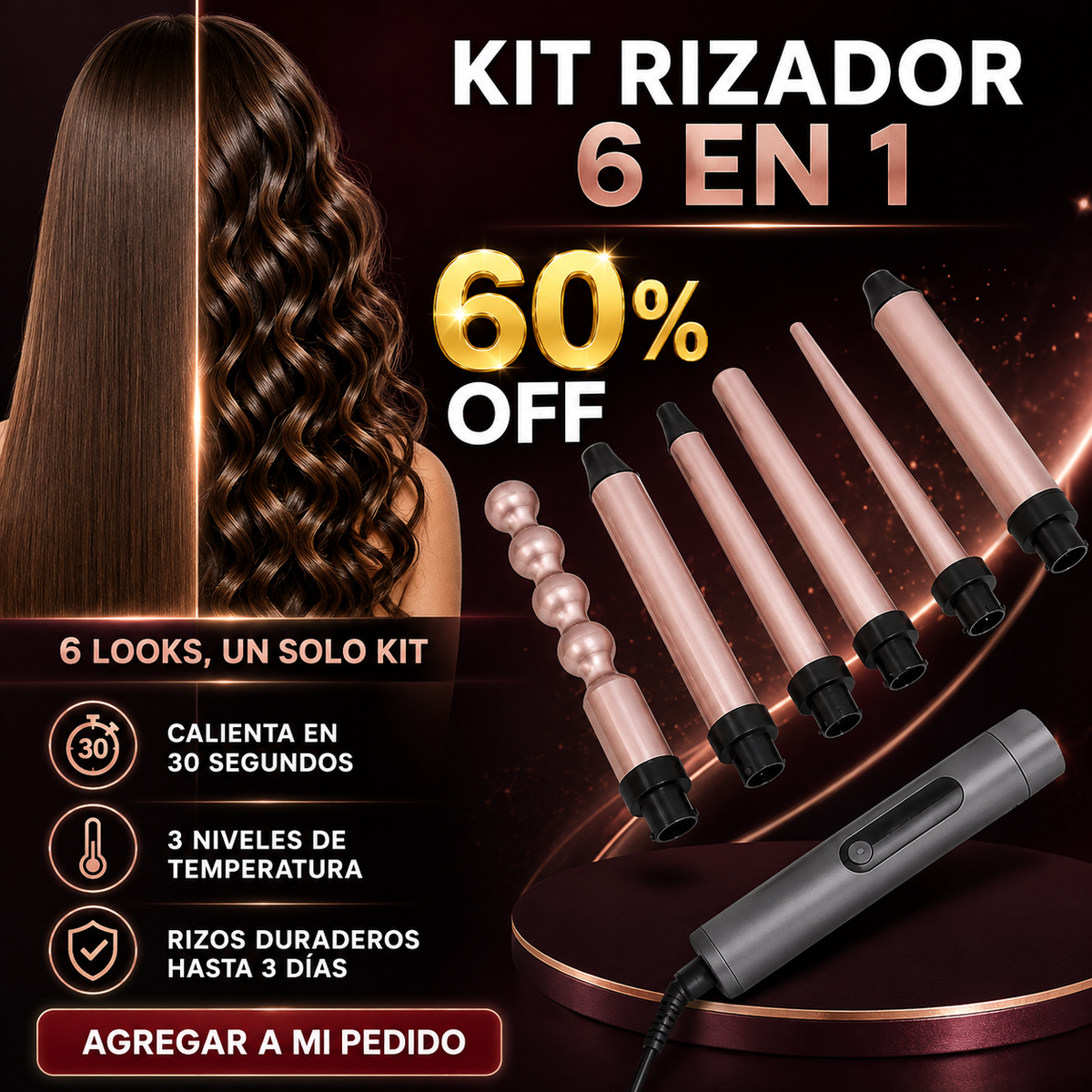 Kit Cepillo Rizador 6 En 1