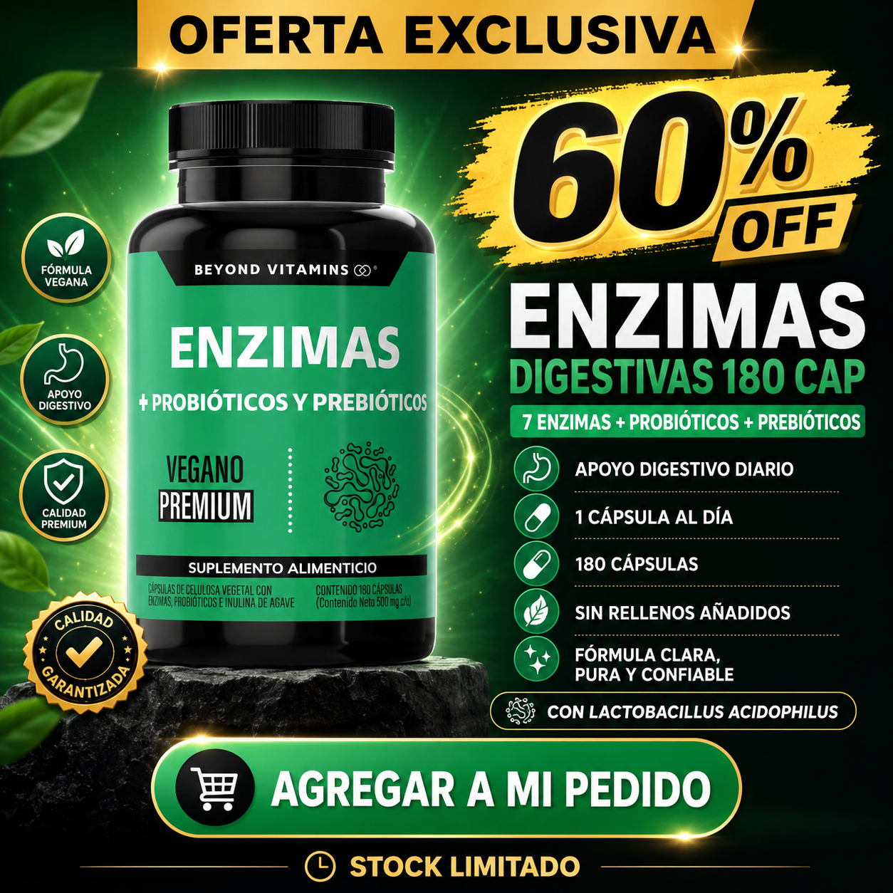 Suplemento Enzimas Digestivas 180 Cap