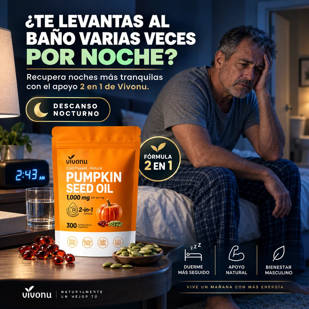 Aceite de Semilla de Calabaza Vivonu y Saw Palmetto | 2 en 1