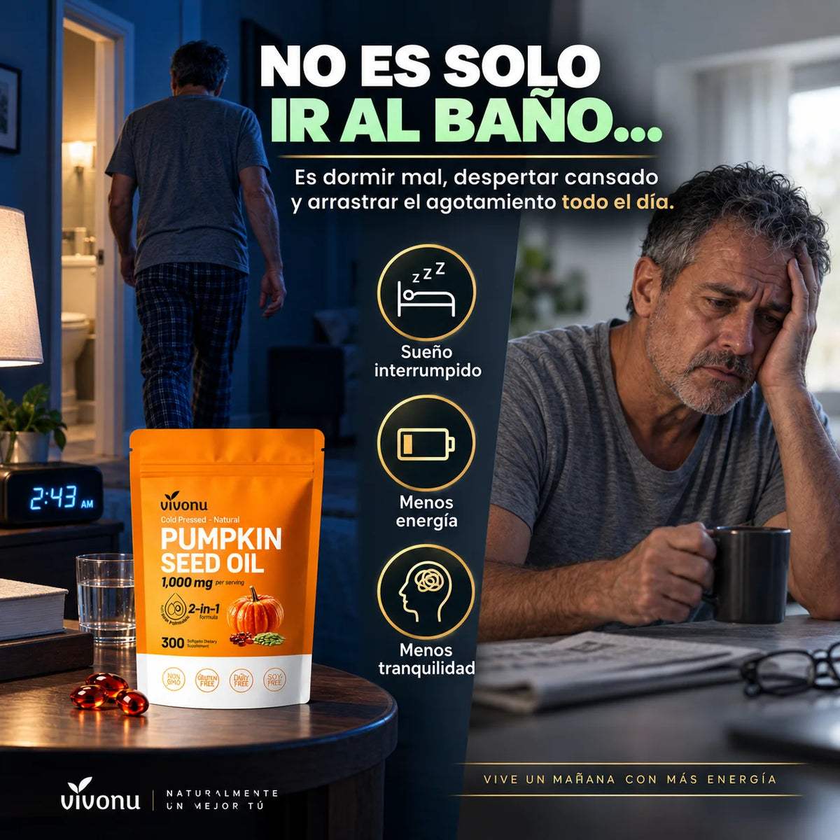 Aceite de Semilla de Calabaza Vivonu y Saw Palmetto | 2 en 1