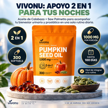 Aceite de Semilla de Calabaza Vivonu y Saw Palmetto | 2 en 1