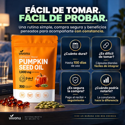 Aceite de Semilla de Calabaza Vivonu y Saw Palmetto | 2 en 1