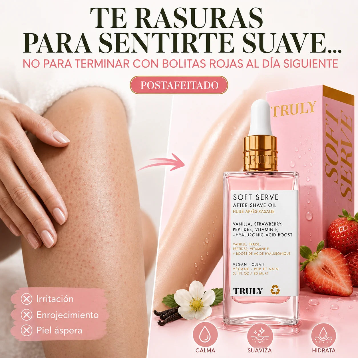 Aceite Truly Beauty Soft Serve Rosa | Para Después del Afeitado