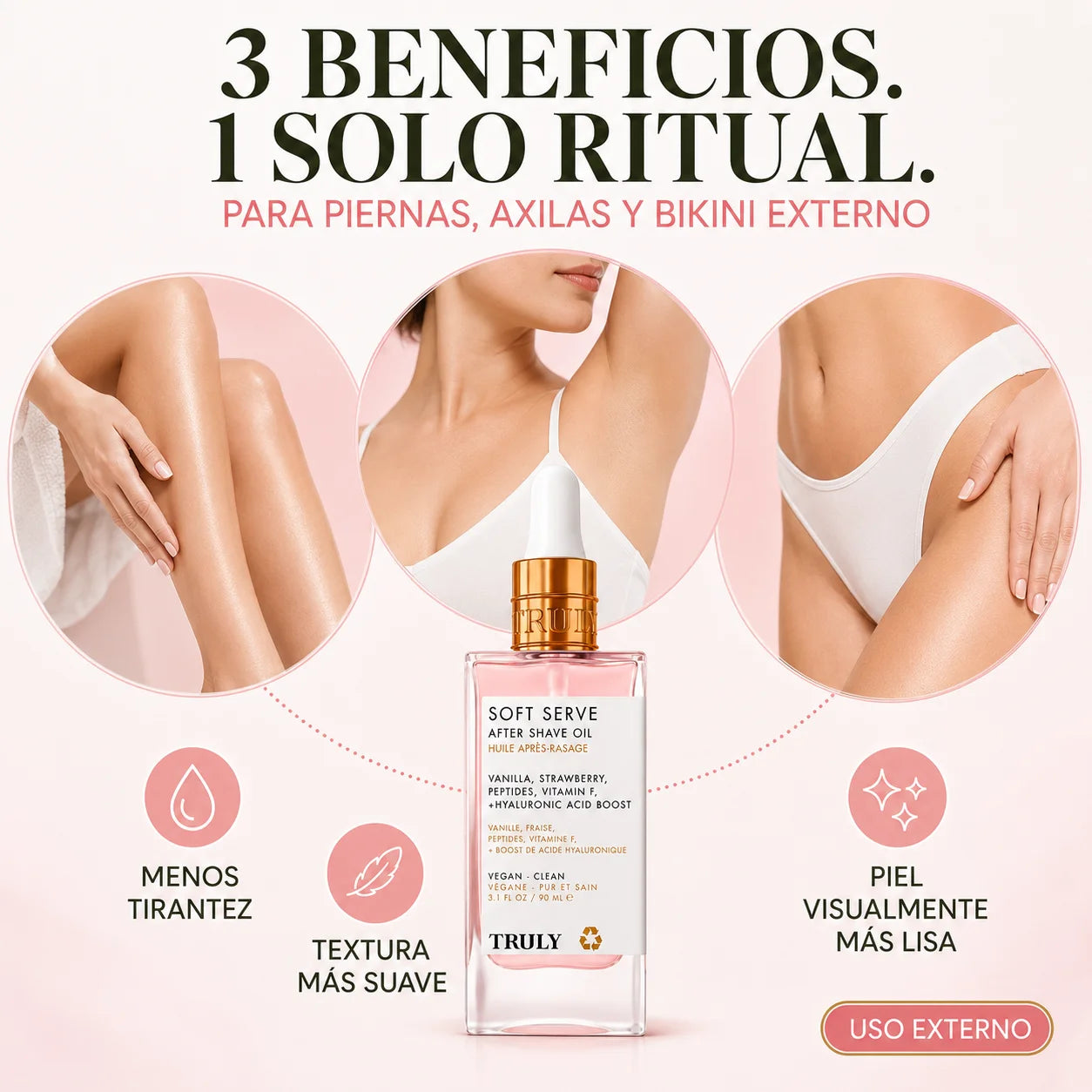 Aceite Truly Beauty Soft Serve Rosa | Para Después del Afeitado
