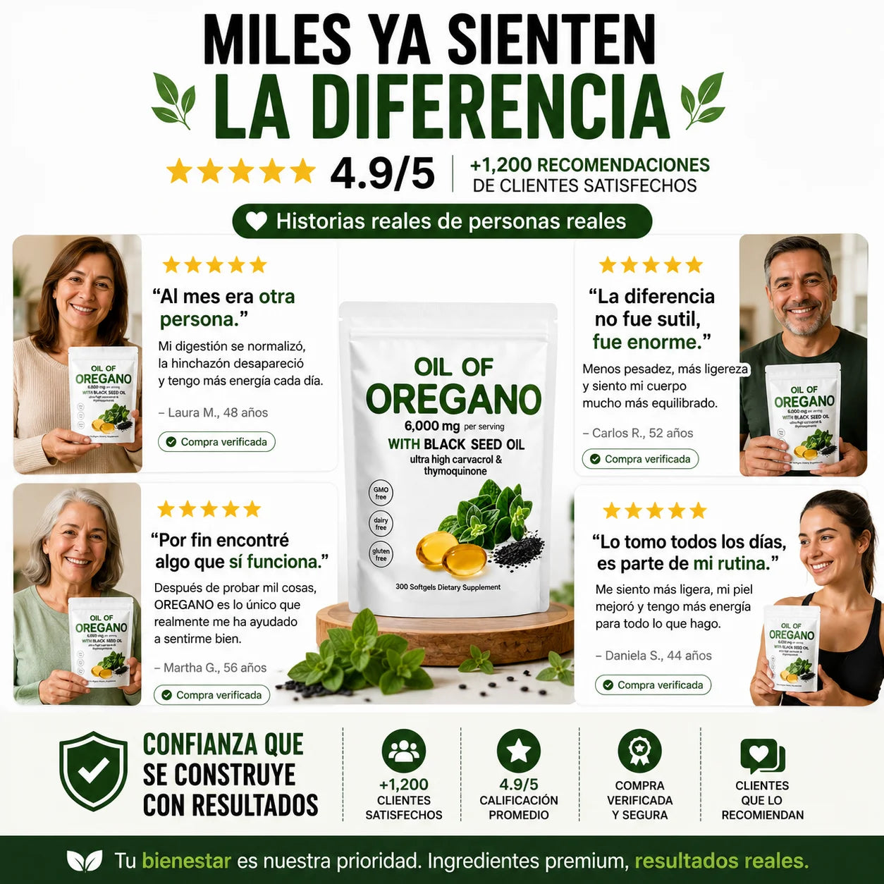Aceite de Orégano Premium | 300 Cápsulas