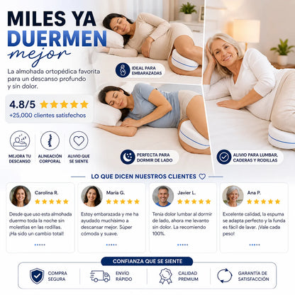 Almohada Ortopédica Pierna Y Rodilla | Duerme Sin Dolor