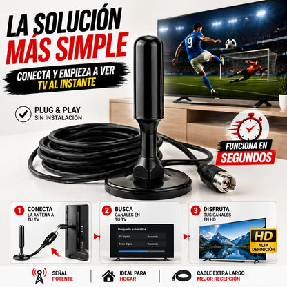 Antena Digital HD Para TV Plus | Señal Perfecta Sin Pagar Cable