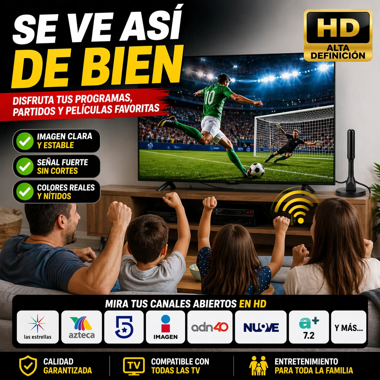 Antena Digital HD Para TV Plus | Señal Perfecta Sin Pagar Cable