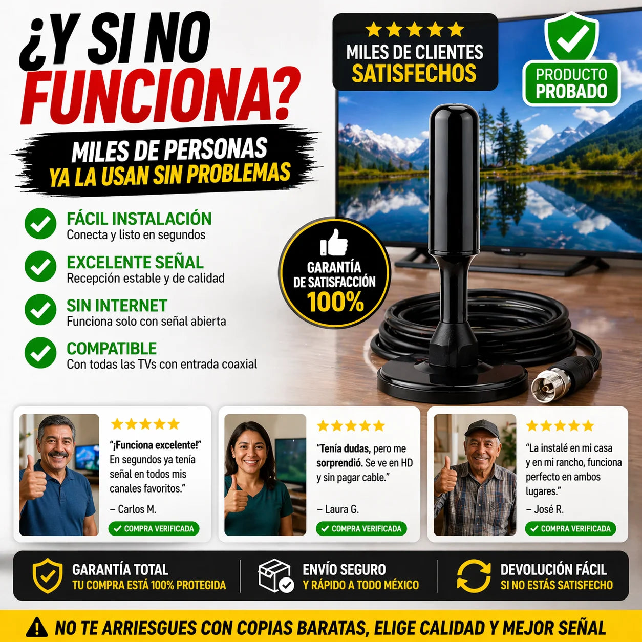 Antena Digital HD Para TV Plus | Señal Perfecta Sin Pagar Cable