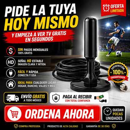 Antena Digital HD Para TV Plus | Señal Perfecta Sin Pagar Cable