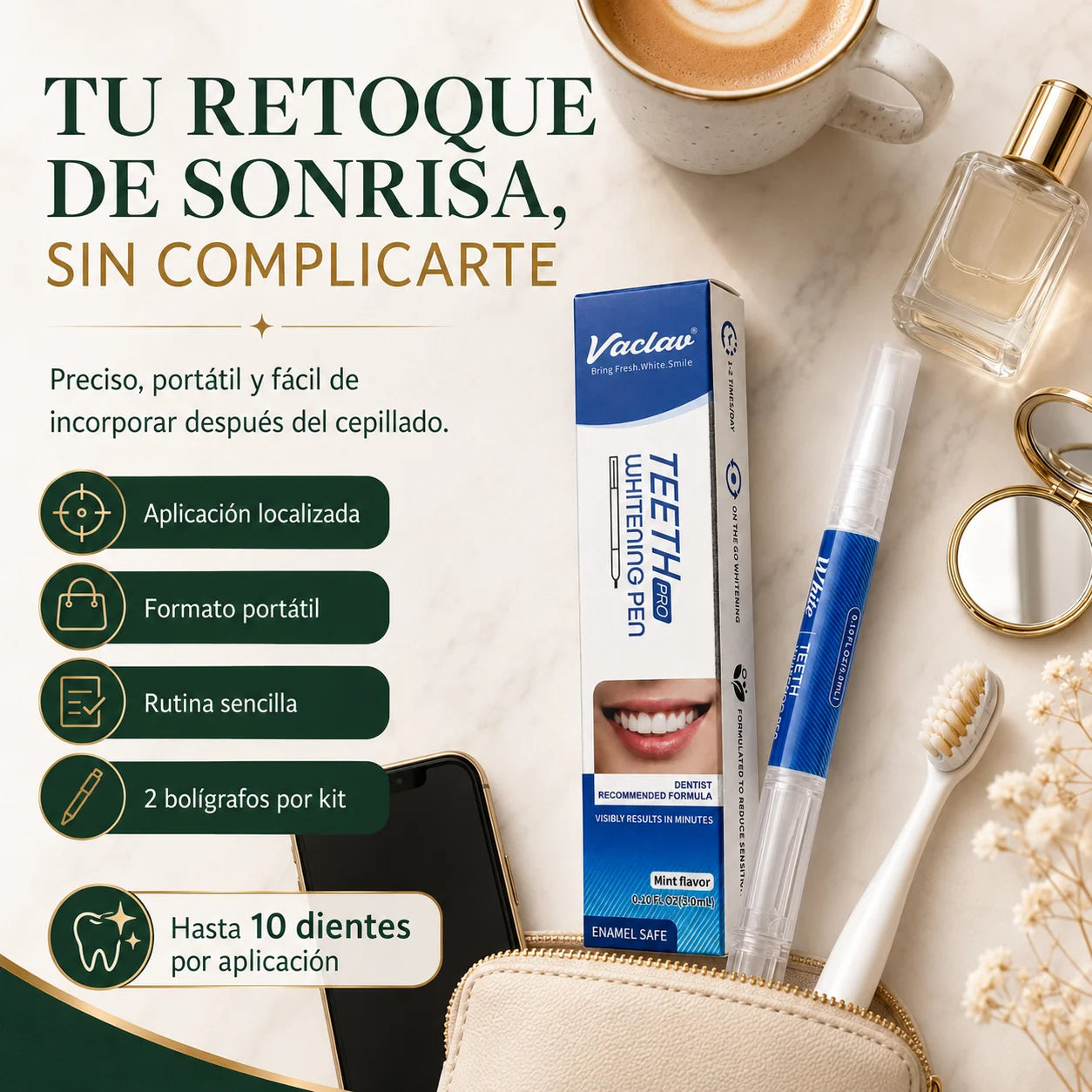 Lápiz Blanqueador Dental con Gel de Menta