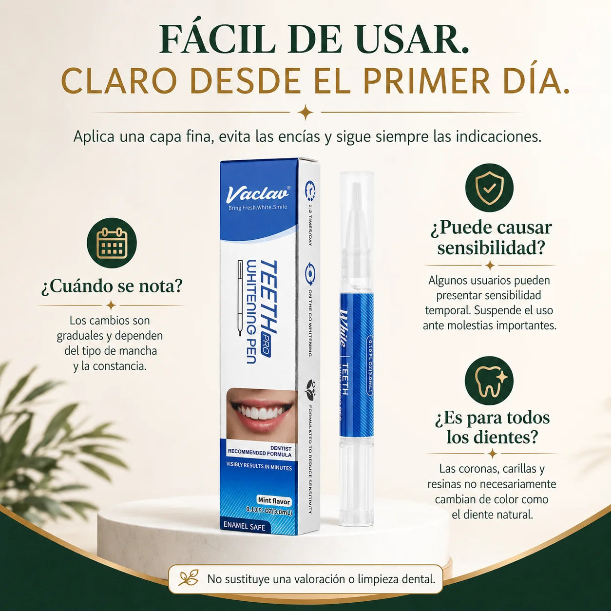 Lápiz Blanqueador Dental con Gel de Menta