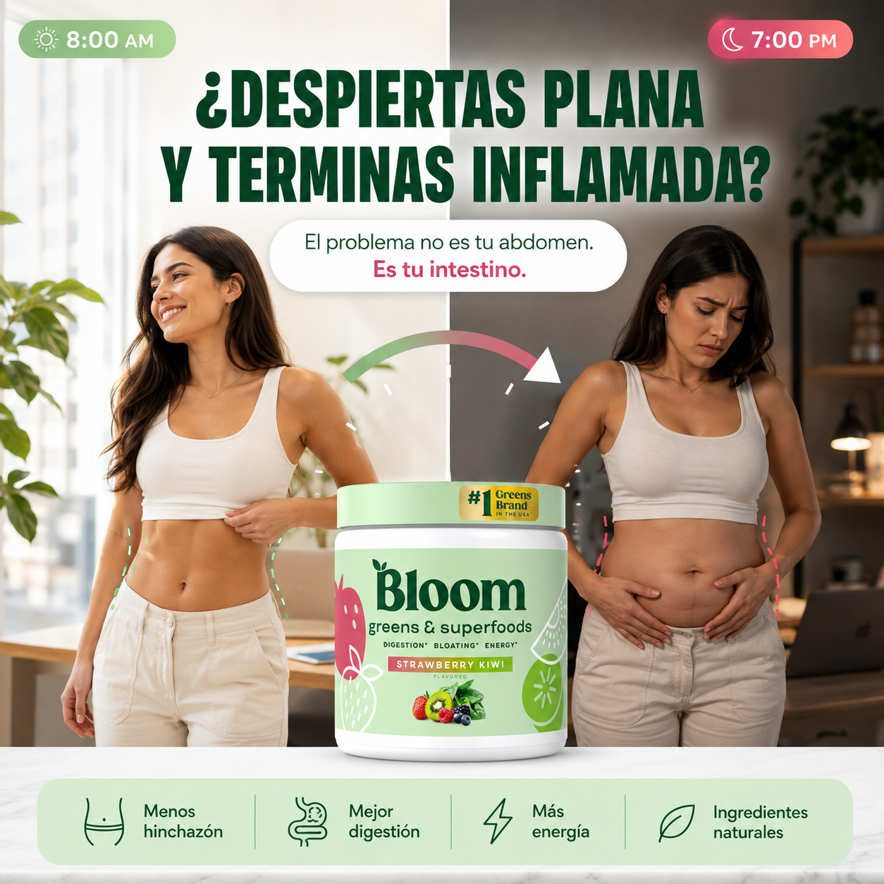 Bloom Fresa Kiwi 225 g | Digestión, Energía y Menos Hinchazón