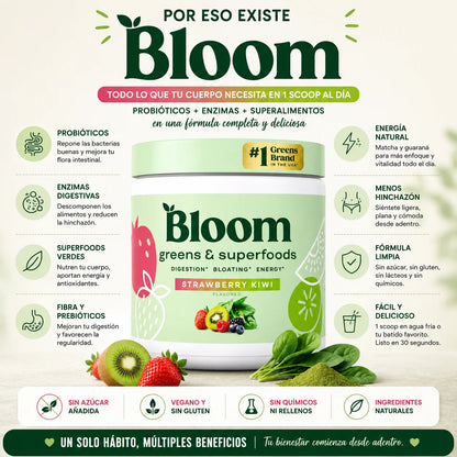 Bloom Fresa Kiwi 225 g | Digestión, Energía y Menos Hinchazón