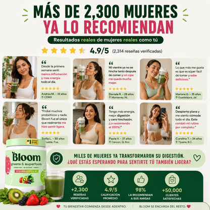 Bloom Fresa Kiwi 225 g | Digestión, Energía y Menos Hinchazón