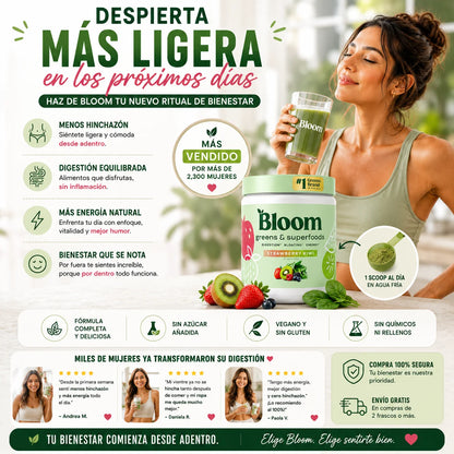 Bloom Fresa Kiwi 225 g | Digestión, Energía y Menos Hinchazón