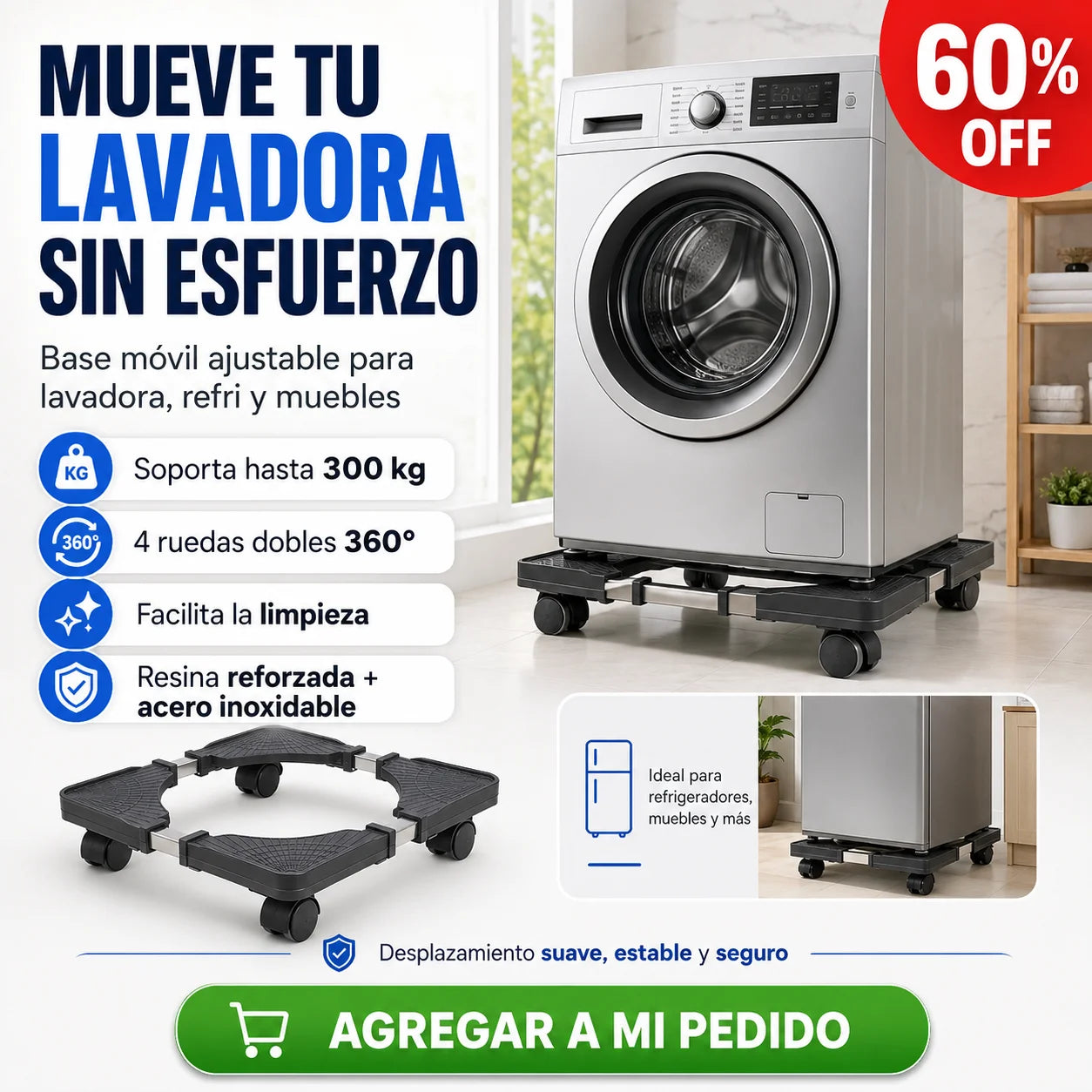 Base Para Lavadora Mueve Tu Lavadora
