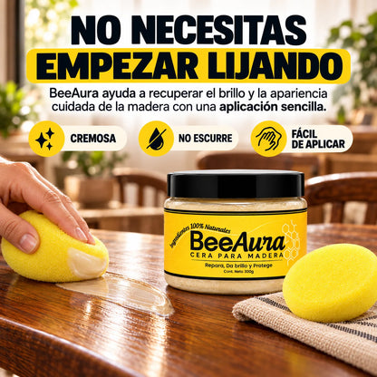 Cera Solida BeeAura™ | Restaurador Premium para Madera