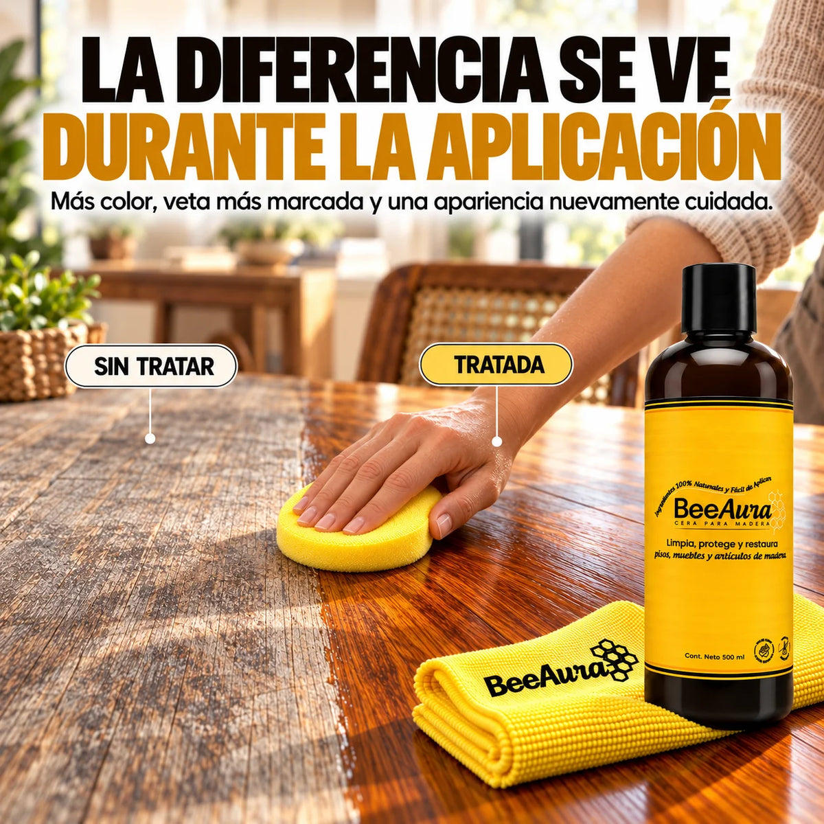 Cera Liquida BeeAura™ | Restaurador Premium para Madera
