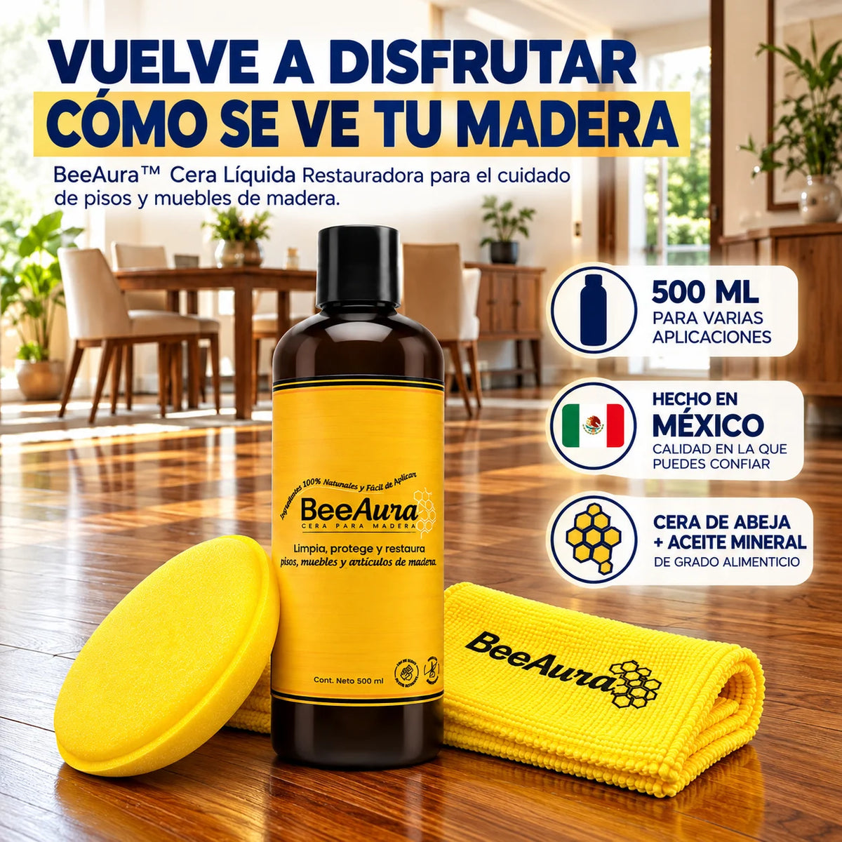 Cera Liquida BeeAura™ | Restaurador Premium para Madera