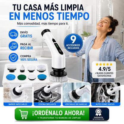 Cepillo Eléctrico Recargable De Limpieza 9 En 1 | Limpia Sin Esfuerzo