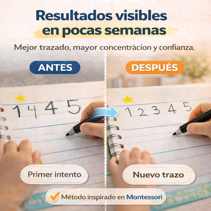 Set 4 Cuadernos Mágicos de Caligrafía | Mejora la Letra de tu Hijo con Práctica Reutilizable