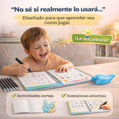 Set 4 Cuadernos Mágicos de Caligrafía | Mejora la Letra de tu Hijo con Práctica Reutilizable