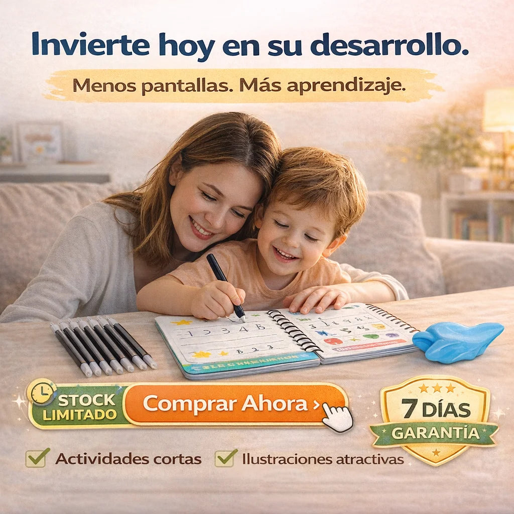 Set 4 Cuadernos Mágicos de Caligrafía | Mejora la Letra de tu Hijo con Práctica Reutilizable