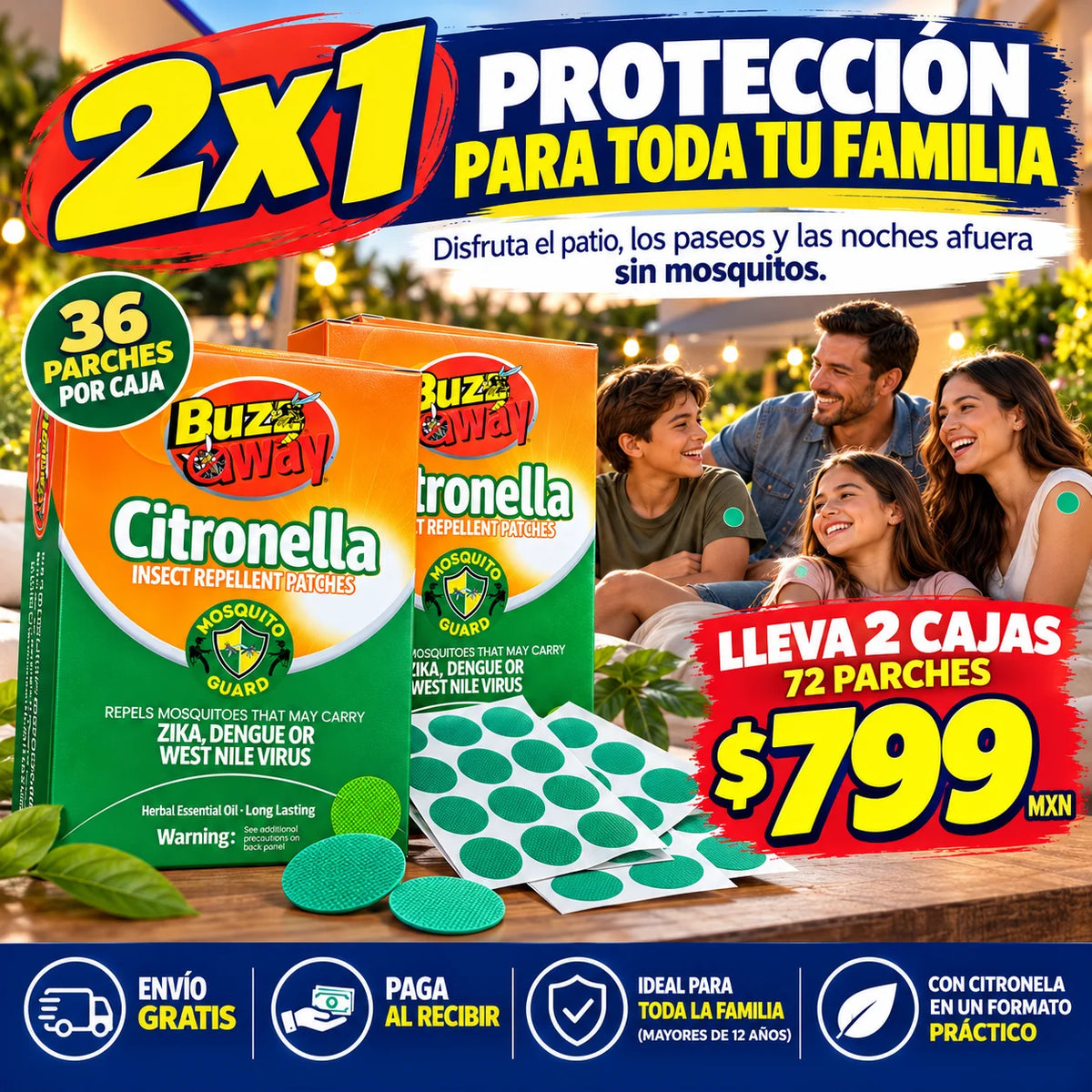Parches Naturales Antimosquitos | Protección para Toda la Familia