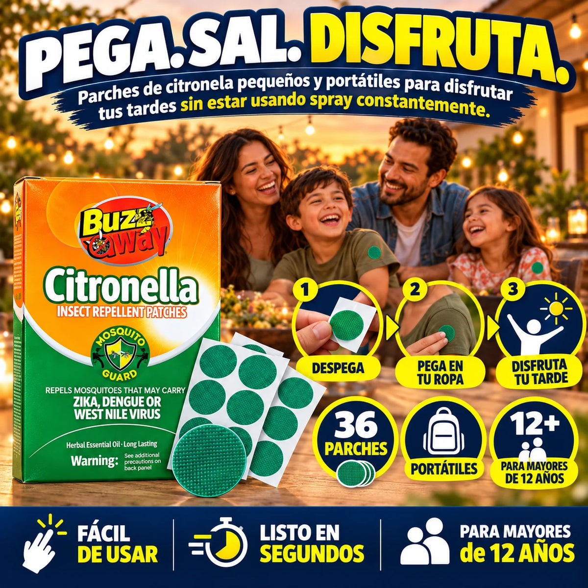 Parches Naturales Antimosquitos | Protección para Toda la Familia