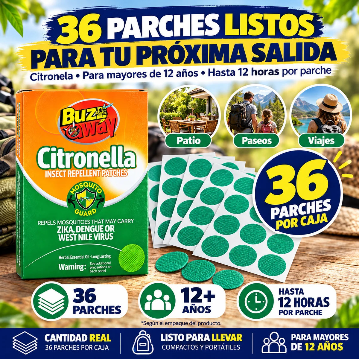 Parches Naturales Antimosquitos | Protección para Toda la Familia