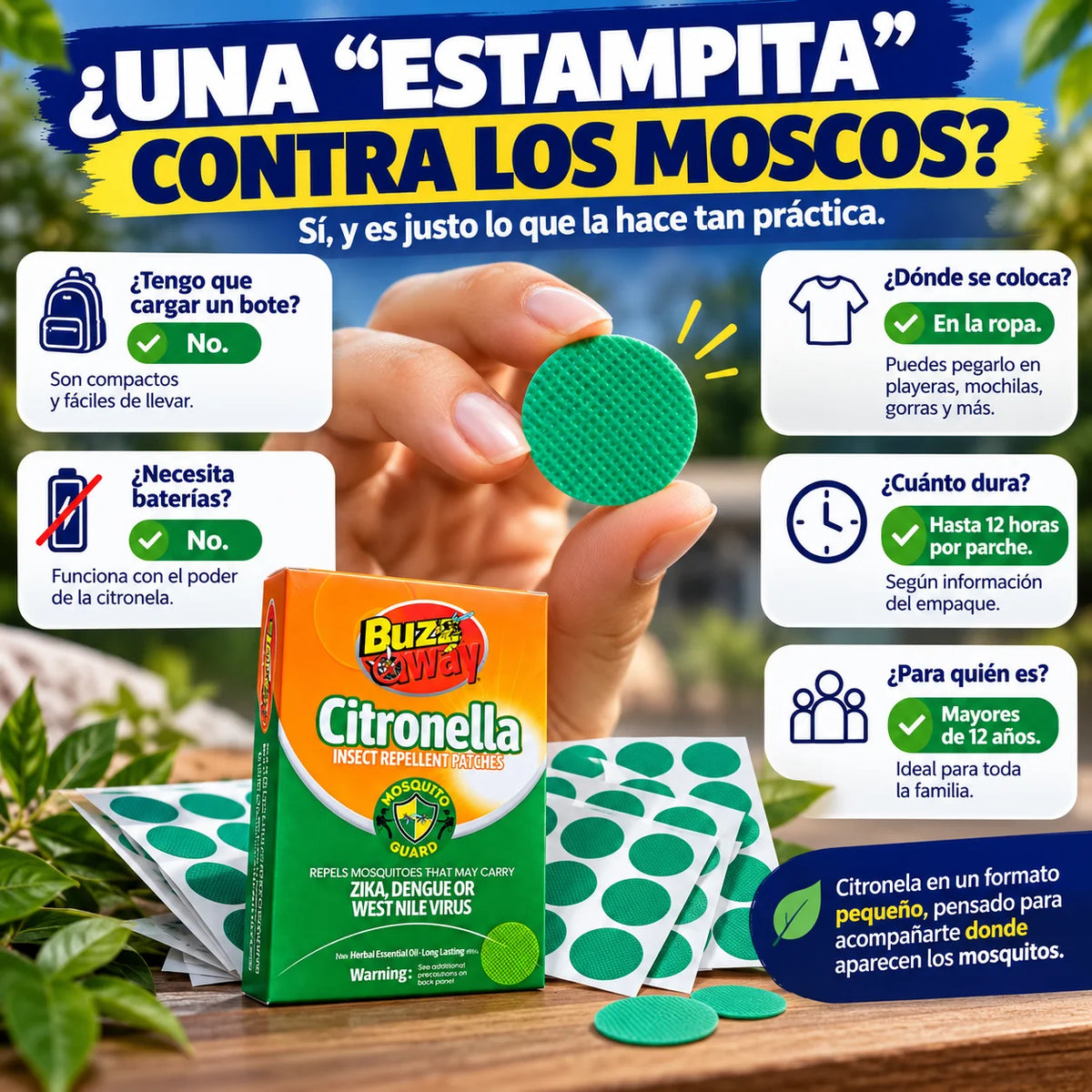 Parches Naturales Antimosquitos | Protección para Toda la Familia