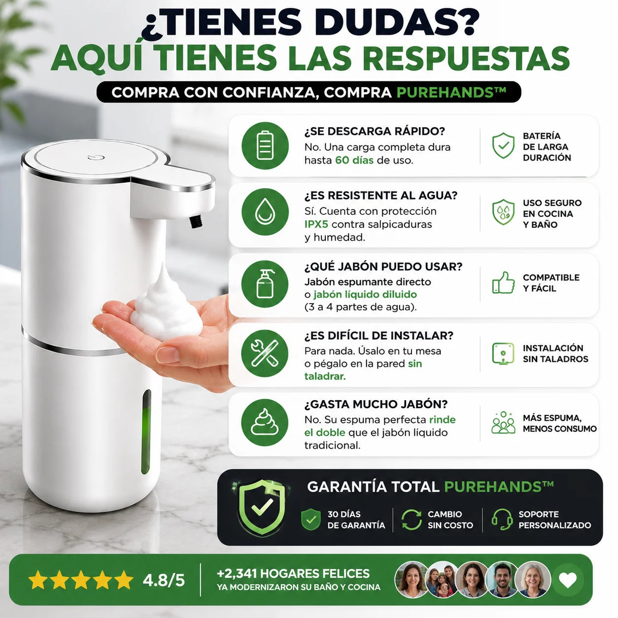 PureHands | Dispensador Automático Recargable