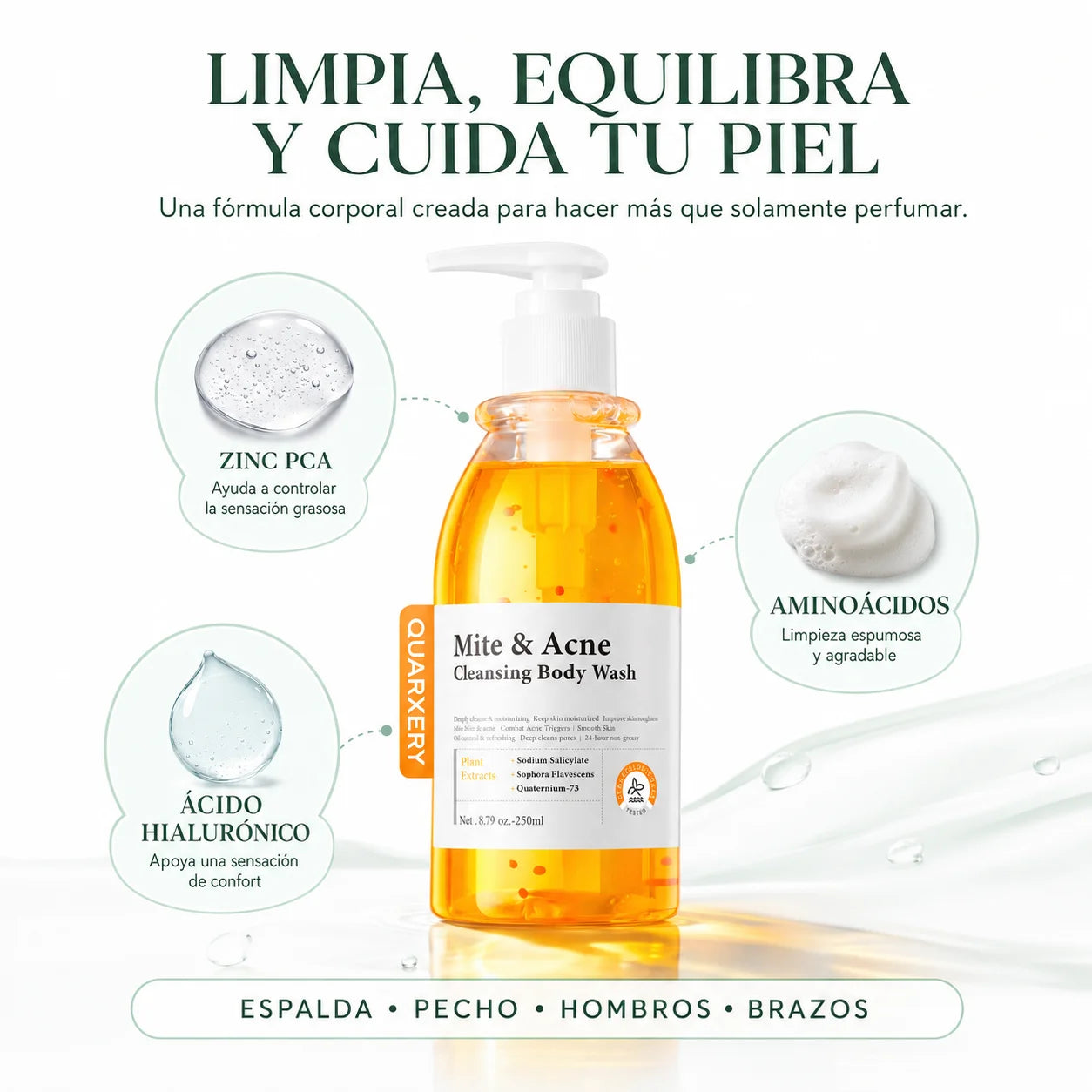 Gel Corporal para Piel con Acné Quarxery | Limpieza Profunda 250 ml