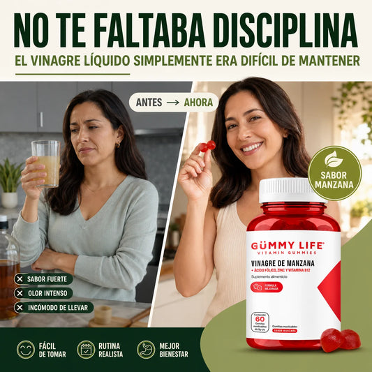 Gomitas de Vinagre de Manzana | Vitaminas B12 y Acido Fólico