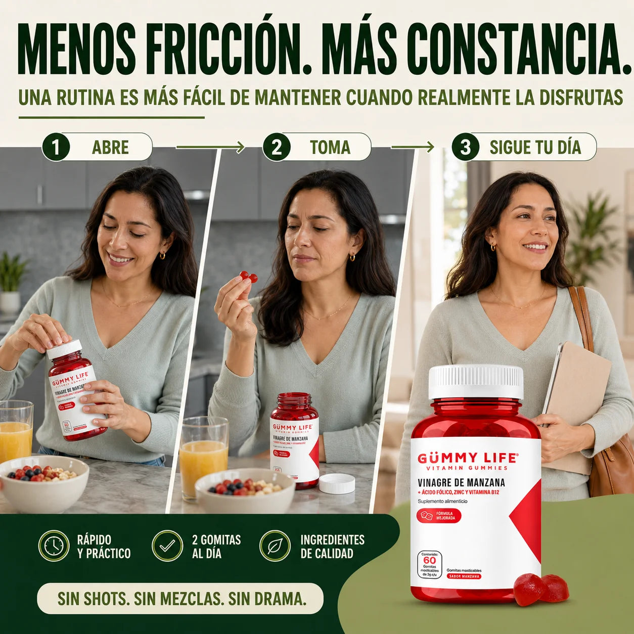 Gomitas de Vinagre de Manzana | Vitaminas B12 y Acido Fólico