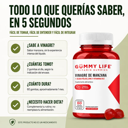 Gomitas de Vinagre de Manzana | Vitaminas B12 y Acido Fólico
