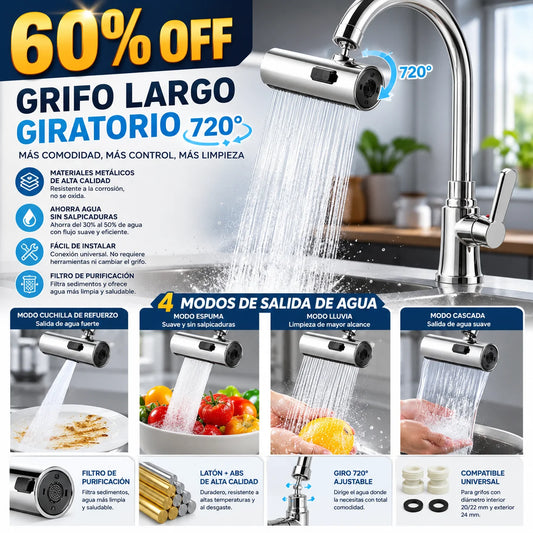 Grifo Largo Giratorio 720 Lavabo