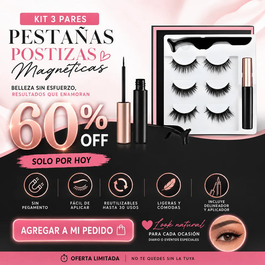 Kit 3 Pares Pestanas Postizas Magneticas