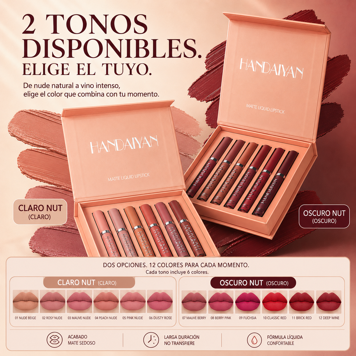 Kit de Labiales Nude Handaiyan | Larga Duración