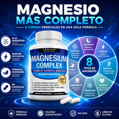 Suplemento Magnesio Complex Toplux  8 en 1 | 90 Cp